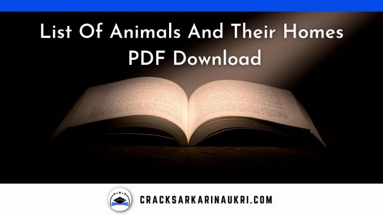 List Of Animals And Their Homes PDF Free Download