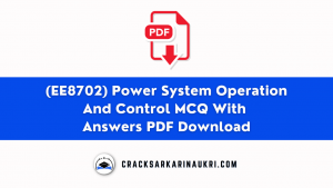 (EE8702) Power System Operation And Control MCQ With Answers PDF Download