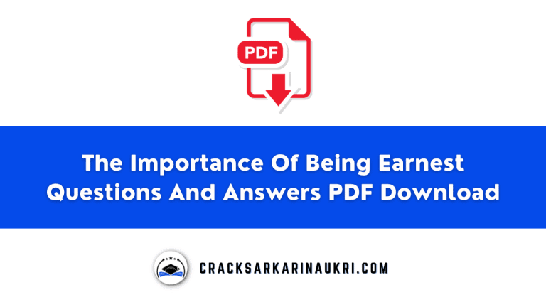 The Importance Of Being Earnest Questions And Answers PDF Download