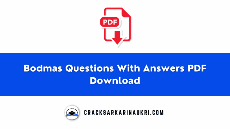 Bodmas Questions With Answers PDF Download